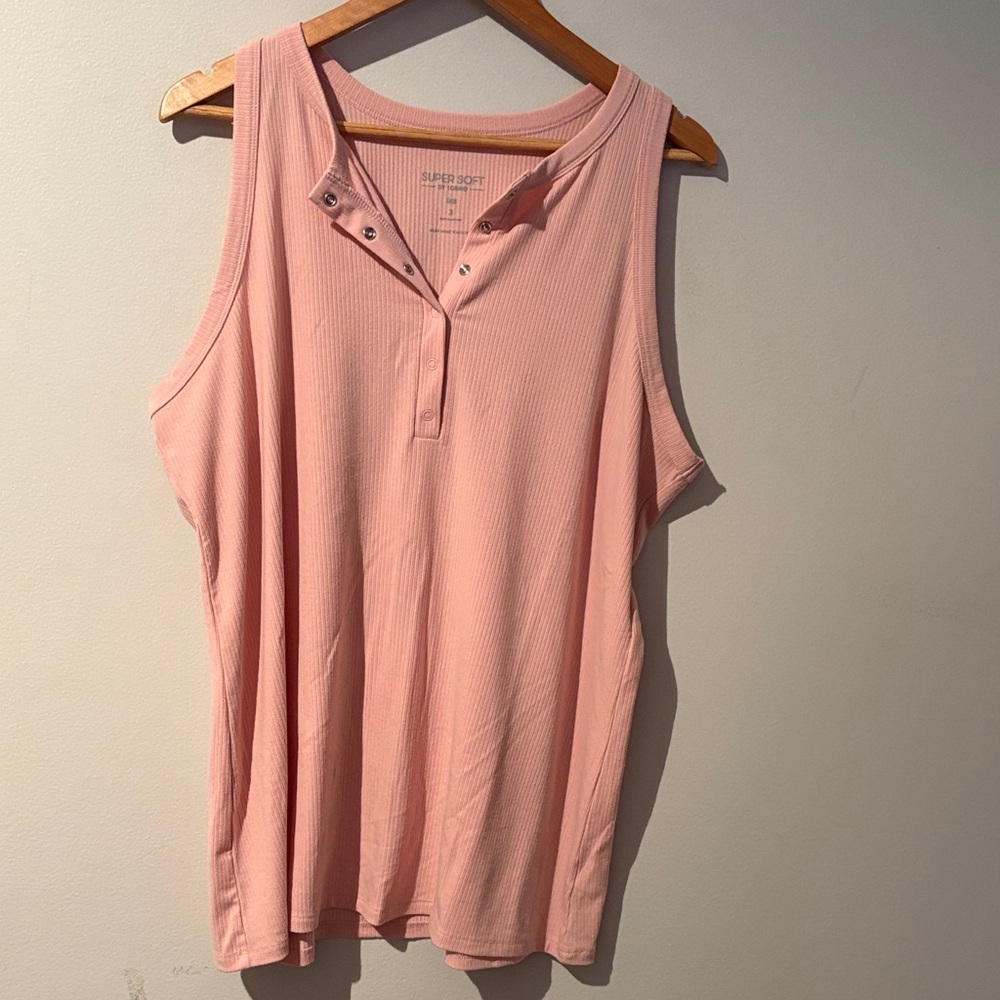 Torrid Blush Pink Sleeveless Tank with Button Detail